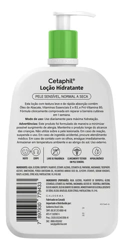 Cetaphil Loção Hidratante Corporal e Facial para Pele Sensível, Normal a Seca 1 Litro - Hidratação 48h com Niacinamida e Pantenol (Pró-vitamina B5)