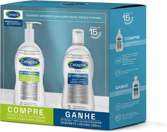 Kit Cetaphil Pro Ad Restoraderm - Loção Hidratante 295ml + Sabonete Líquido 295ml